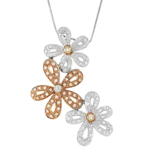 0.17 cttw Diamond Three Flower Pendant in 10K White Gold