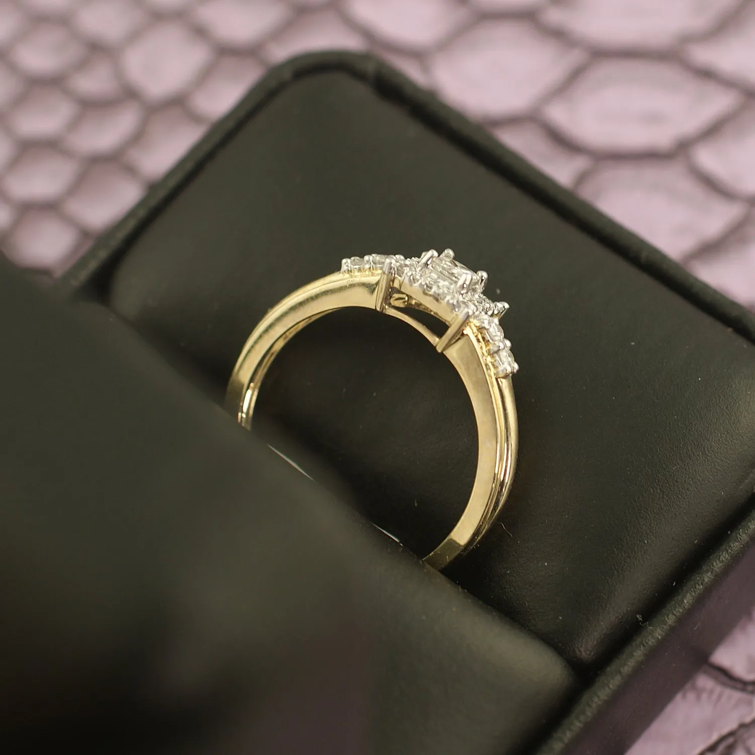 0.28 Carat Diamond Princess Cut Gold Engagement Ring