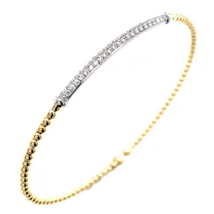 0.33carat Pave Diamond Beaded Gold Open Wrap Bangle Bracelet