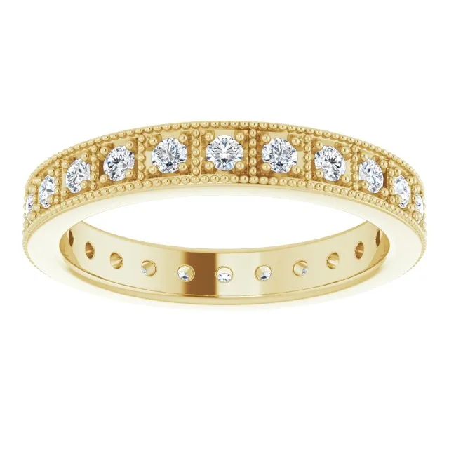 0.50 ct. Round Diamond Milgrain Accent Eternity Band