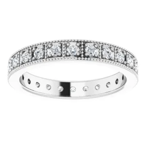 0.50 ct. Round Diamond Milgrain Accent Eternity Band