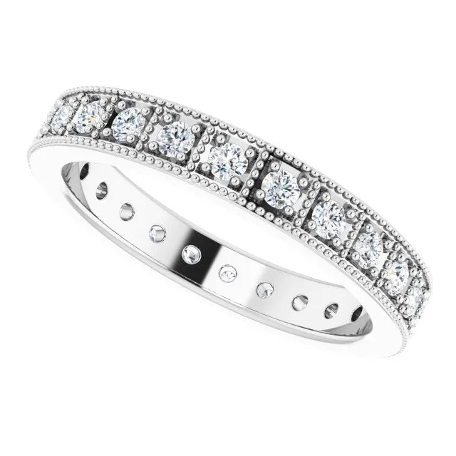 0.50 ct. Round Diamond Milgrain Accent Eternity Band