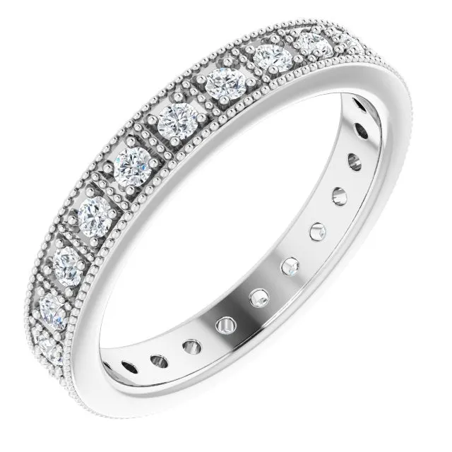0.50 ct. Round Diamond Milgrain Accent Eternity Band