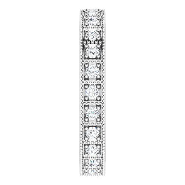 0.50 ct. Round Diamond Milgrain Accent Eternity Band