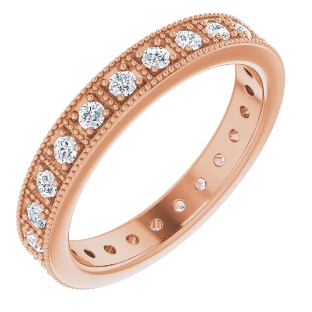 0.50 ct. Round Diamond Milgrain Accent Eternity Band