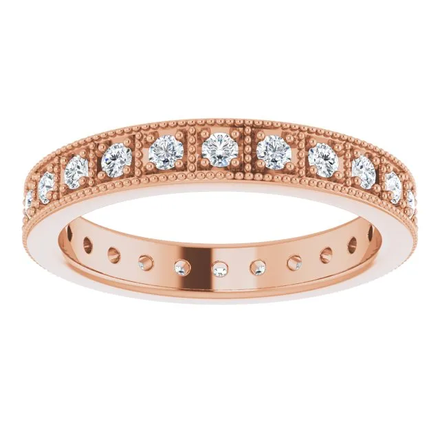 0.50 ct. Round Diamond Milgrain Accent Eternity Band