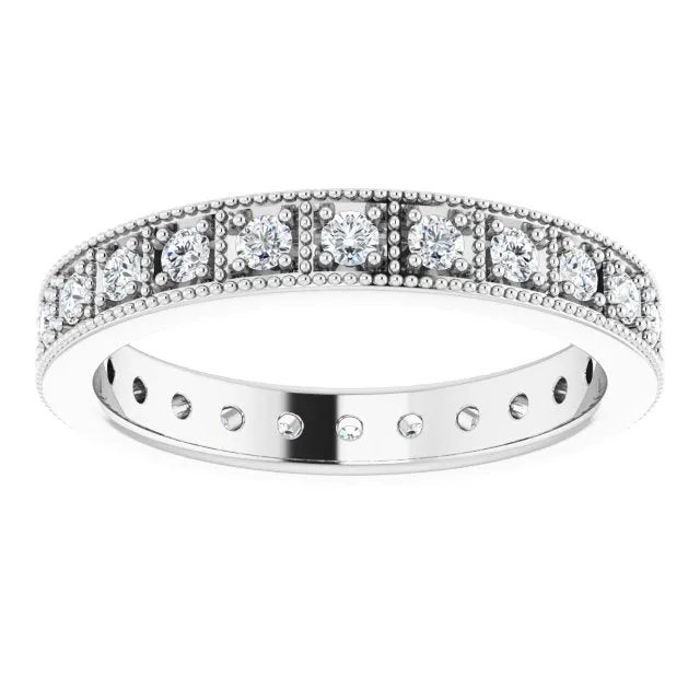 0.50 ct. Round Diamond Milgrain Accent Eternity Band