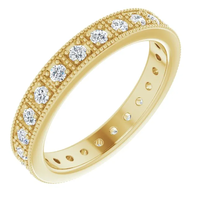 0.50 ct. Round Diamond Milgrain Accent Eternity Band