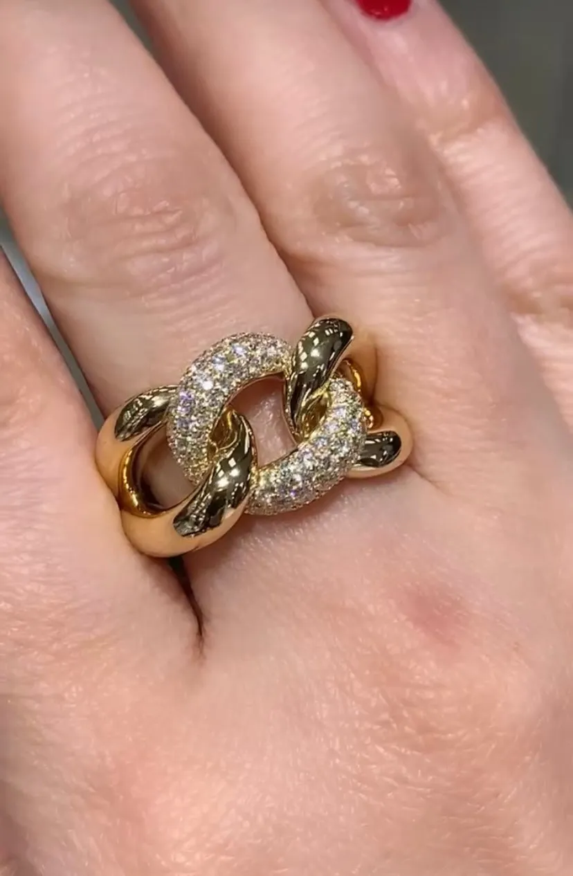 0.81ct tw Ladies Link Diamond & Gold Ring