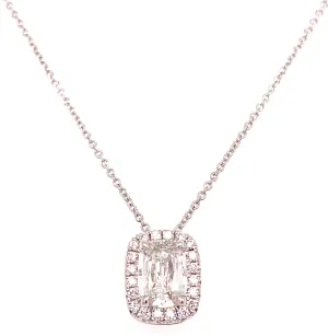 0.85CT T.W. Diamond Cushion Brilliant Cut Halo Solitaire Necklace