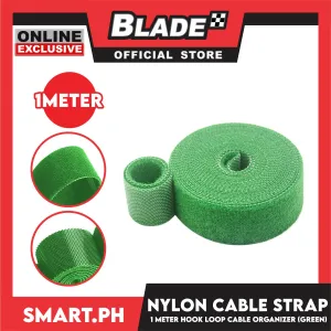 1 Meter Nylon Cable Strap Hook And Loop Multi-Purpose Cable Wire Organizer (Green)