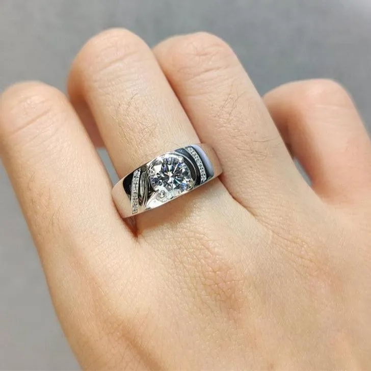 1.0 Ct Round Cut Diamond Mens Ring