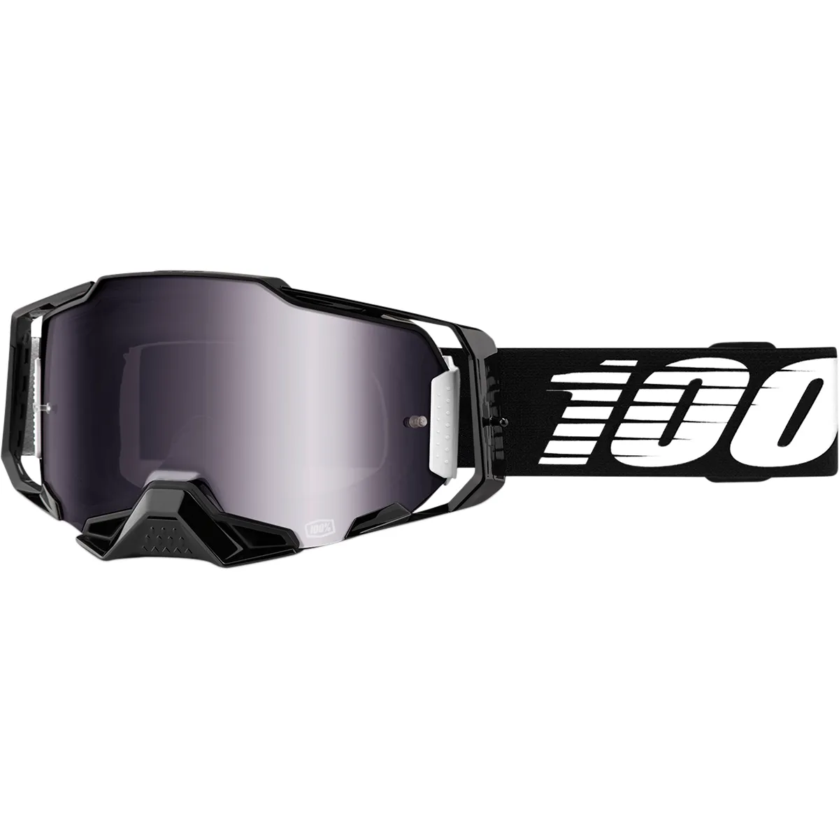 100% Armega Goggles - Black - Silver Flash Mirror 50710-001-02