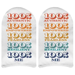 100% Me - Self Positivity Message Printed on Socks