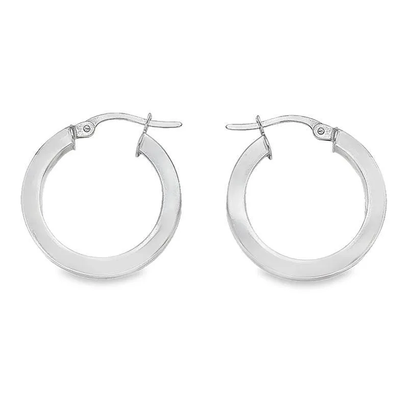 10K, 14K White Gold 2.5 MM Square Tube Hoop Earrings