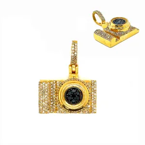 10k Gold Round 1.25ct Diamond Camera Charm Pendant - SP17367