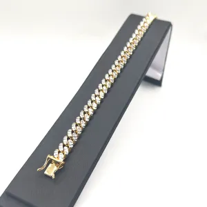 10kt Gold Diamond Cut Two-Tone Cuban Bracelet