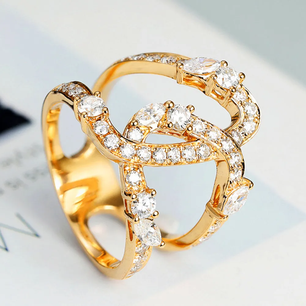 1.1CTW Diamond Asymmetry X Cross Statement Ring
