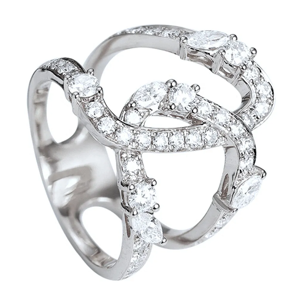 1.1CTW Diamond Asymmetry X Cross Statement Ring