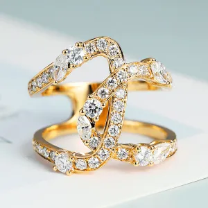 1.1CTW Diamond Asymmetry X Cross Statement Ring
