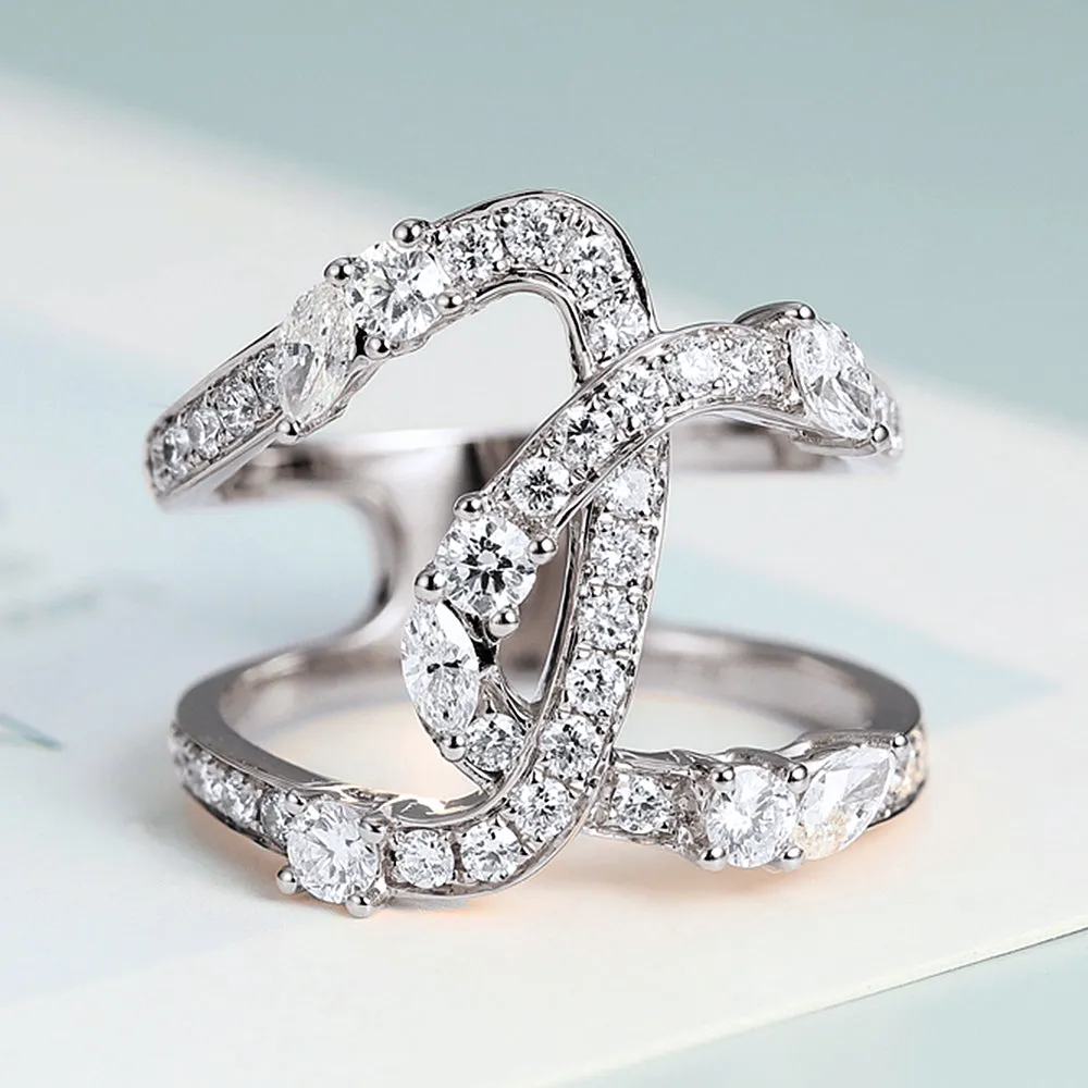 1.1CTW Diamond Asymmetry X Cross Statement Ring