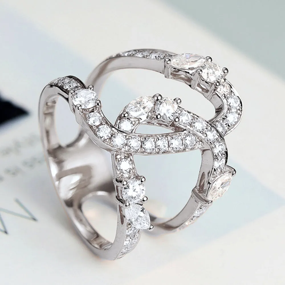 1.1CTW Diamond Asymmetry X Cross Statement Ring