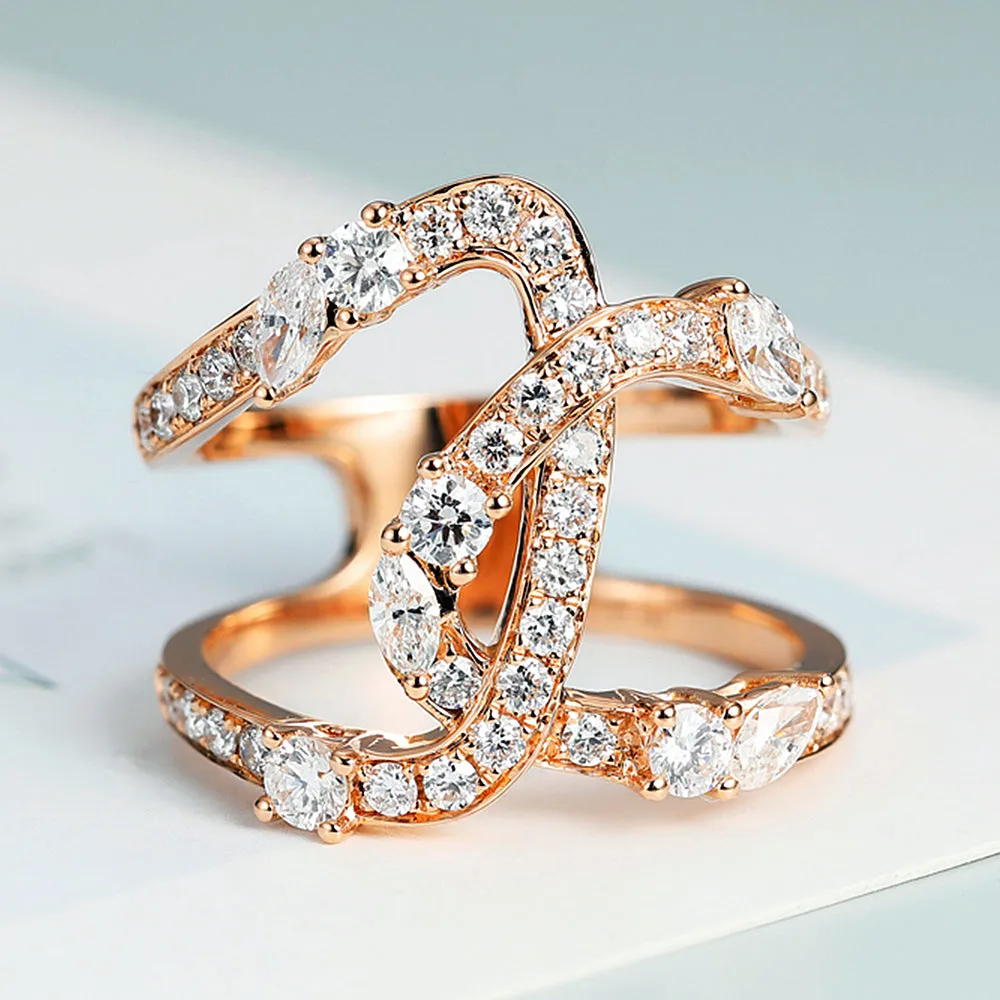 1.1CTW Diamond Asymmetry X Cross Statement Ring