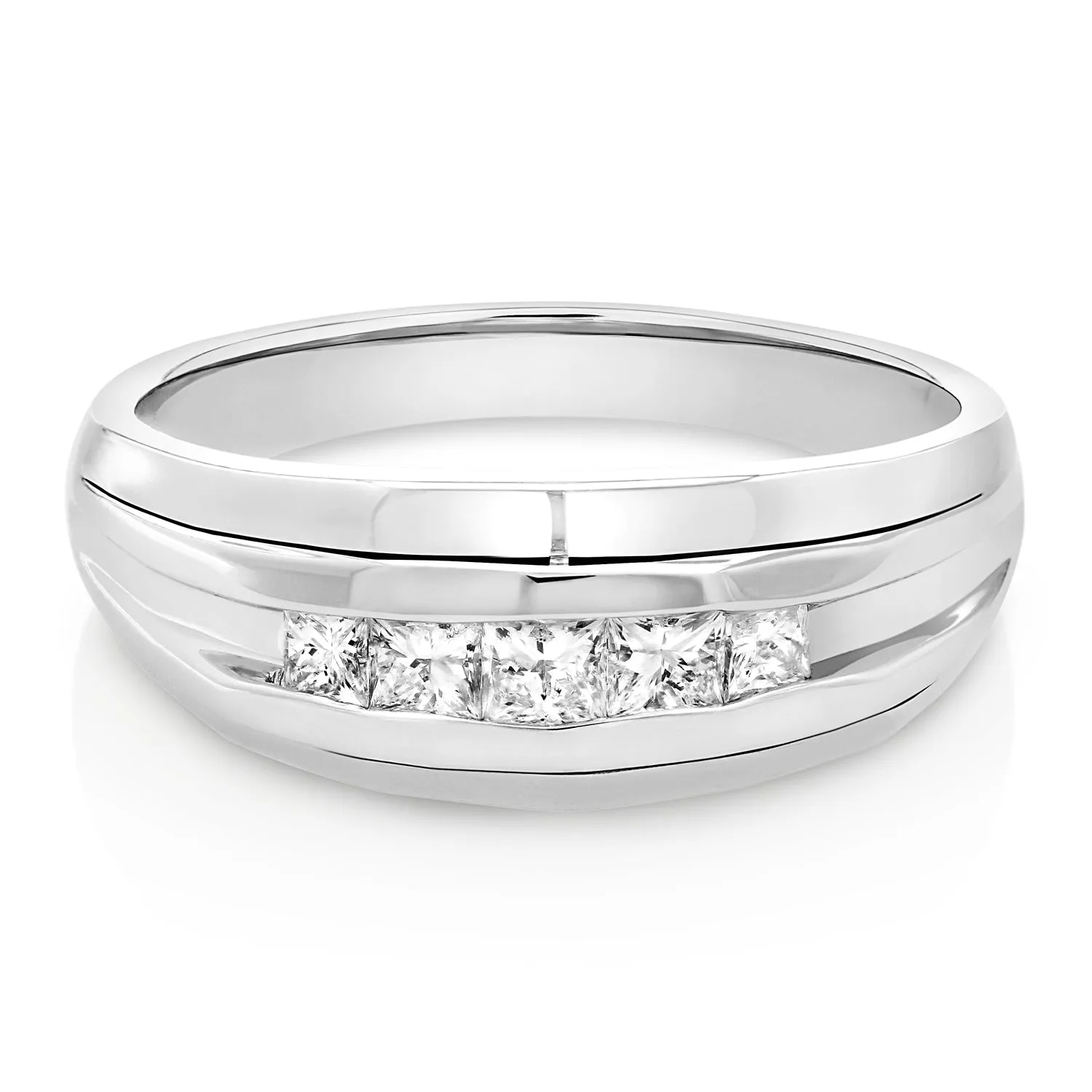 1/2 cttw Princess Diamond Five Stone Wedding Band in Platinum