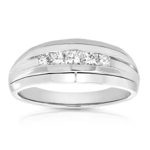 1/2 cttw Princess Diamond Five Stone Wedding Band in Platinum