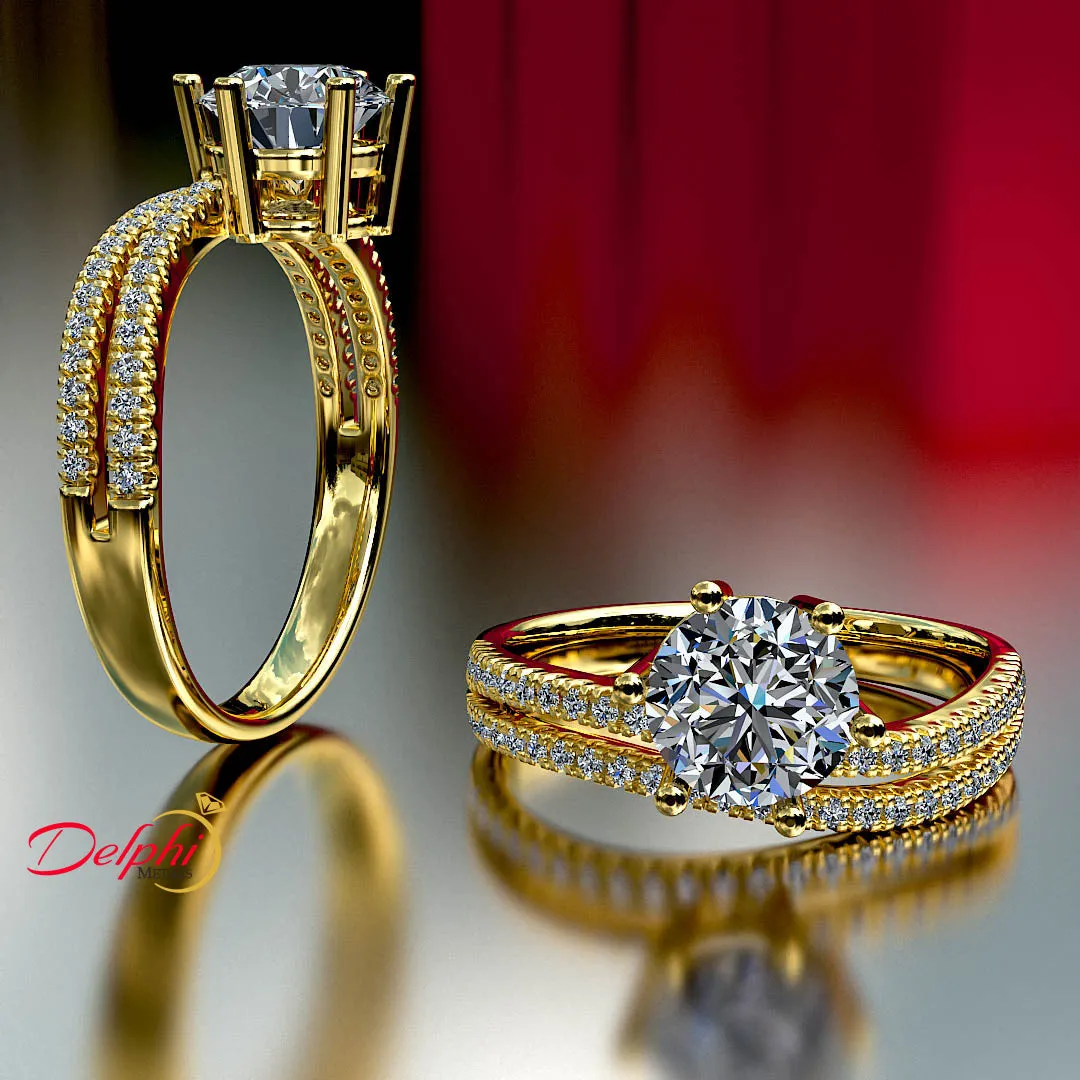 1.2ct Round Diamond Gold Engagement Ring - 01US39