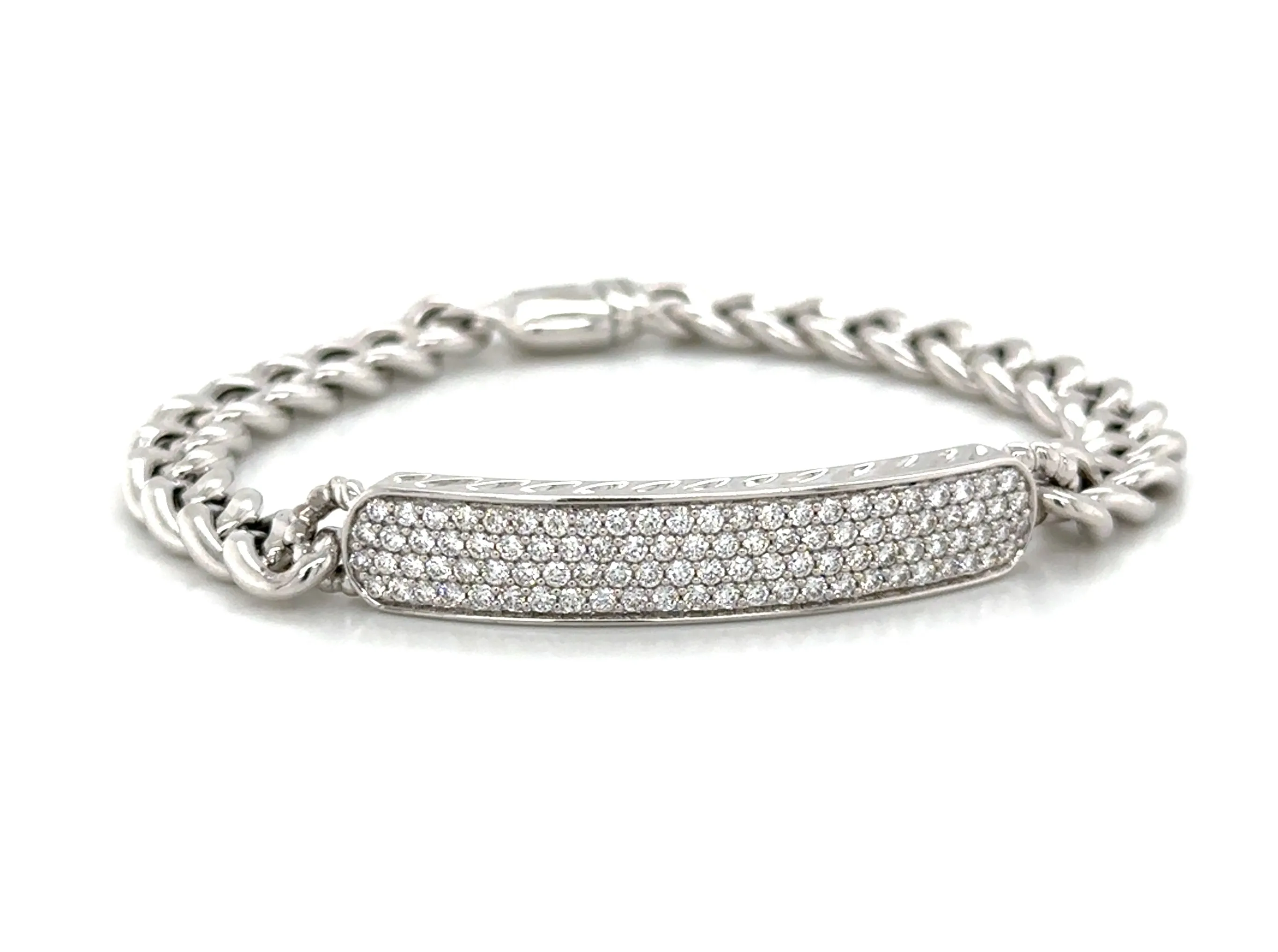 1.31ct tw Diamond Pave Set Link Cuban Link Bracelet