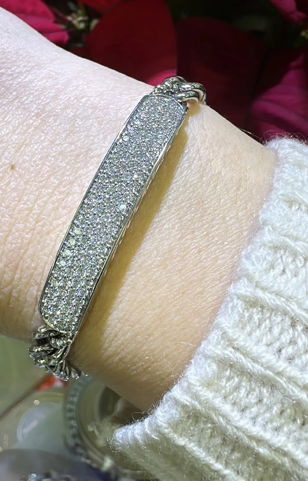 1.31ct tw Diamond Pave Set Link Cuban Link Bracelet