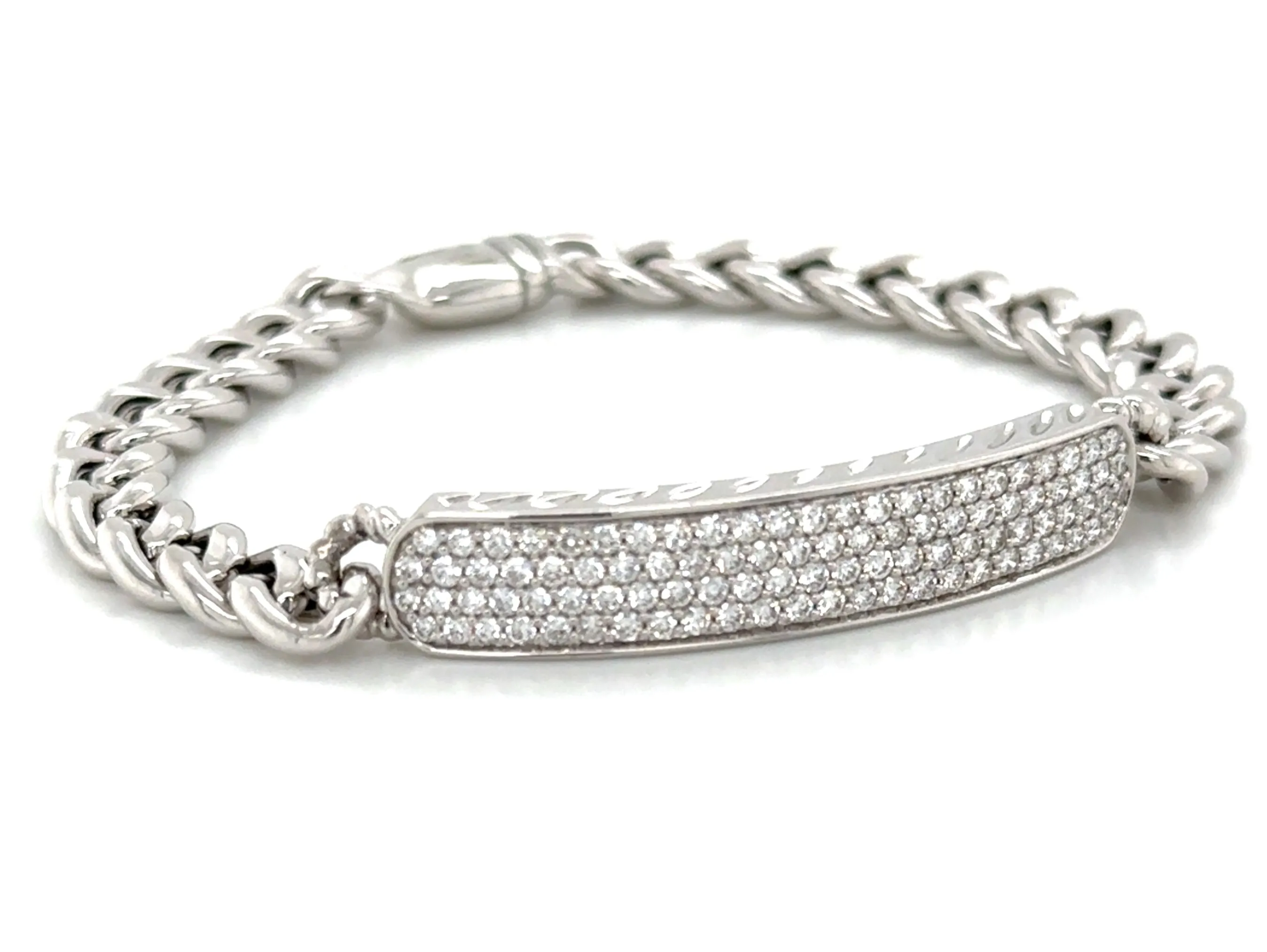 1.31ct tw Diamond Pave Set Link Cuban Link Bracelet