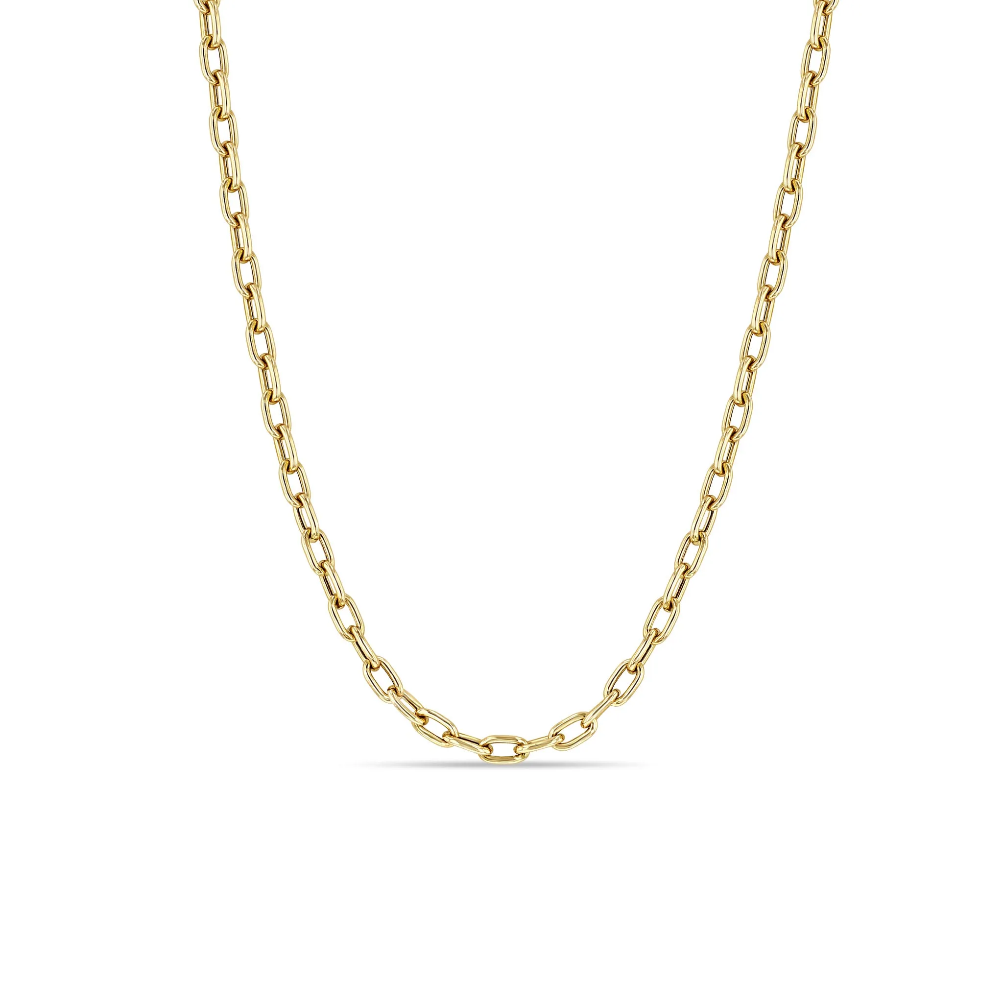 14k Gold Medium Square Oval Link Chain Necklace