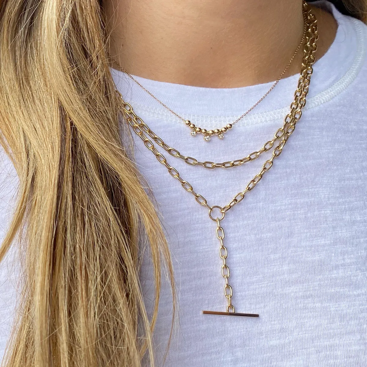 14k Gold Medium Square Oval Link Chain Necklace
