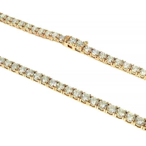 14K Gold Tennis Round Diamonds 3.5mm 16" Luxury Chain Necklace - NEC-50787