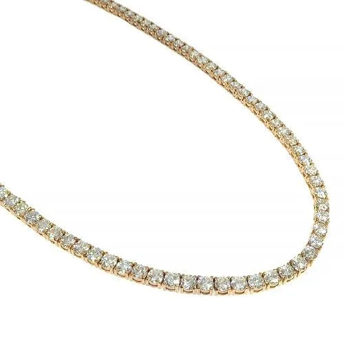 14K Gold Tennis Round Diamonds 3.5mm 16" Luxury Chain Necklace - NEC-50787
