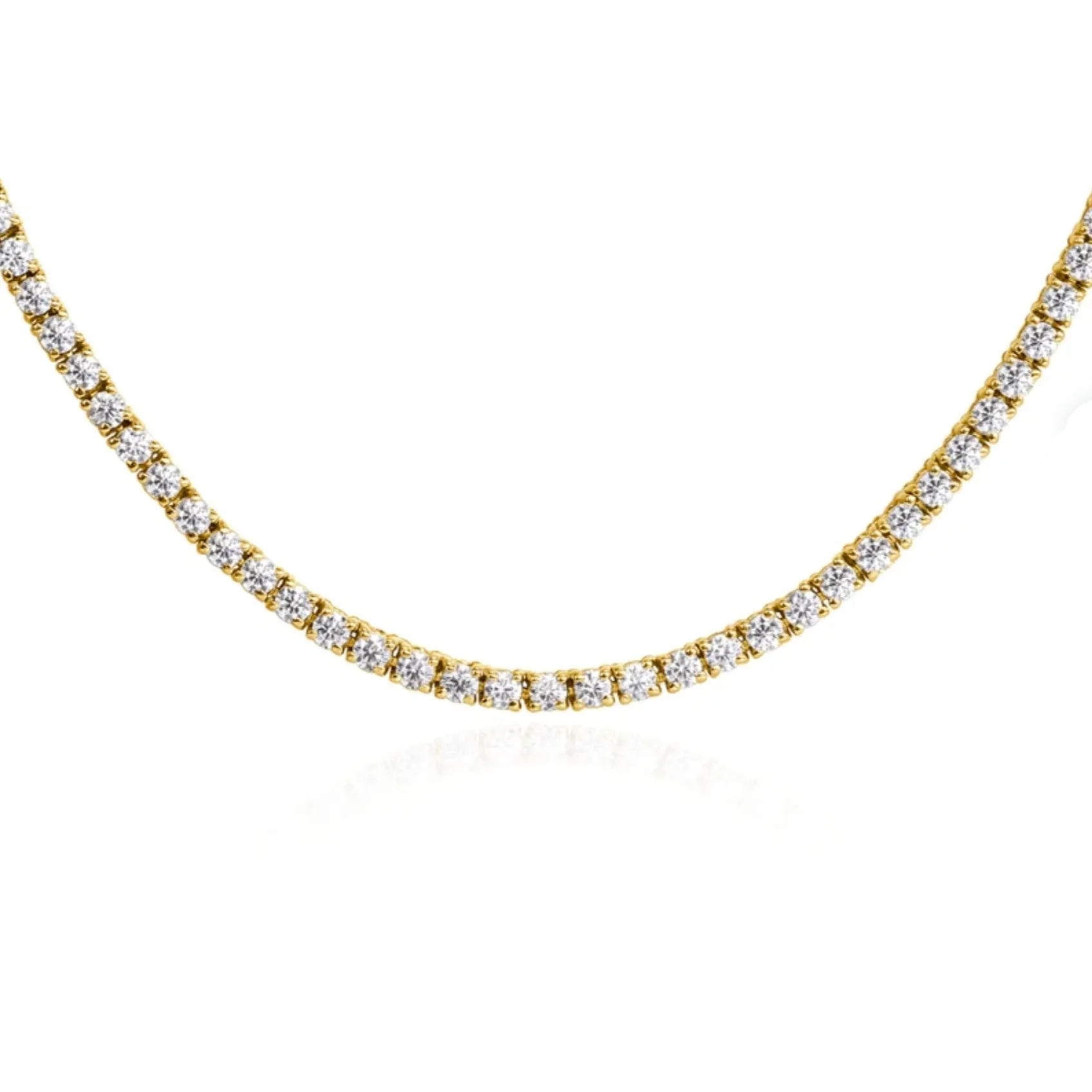 14K Gold Tennis Round Diamonds 3.5mm 16" Luxury Chain Necklace - NEC-50787