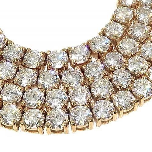 14K Gold Tennis Round Diamonds 3.5mm 16" Luxury Chain Necklace - NEC-50787