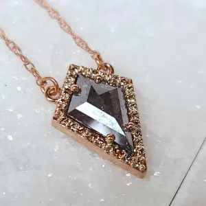 14K Kite Rose Cut Salt and Pepper Diamond Necklace with Cognac Diamond Accents