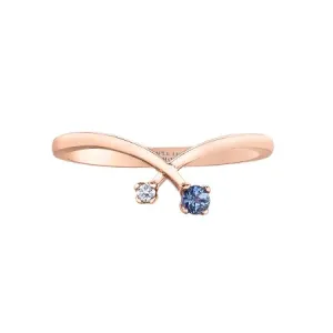 14K Rose Gold (0.10ct) Canadian Maple Leaf Diamond and Tanzanite Ring