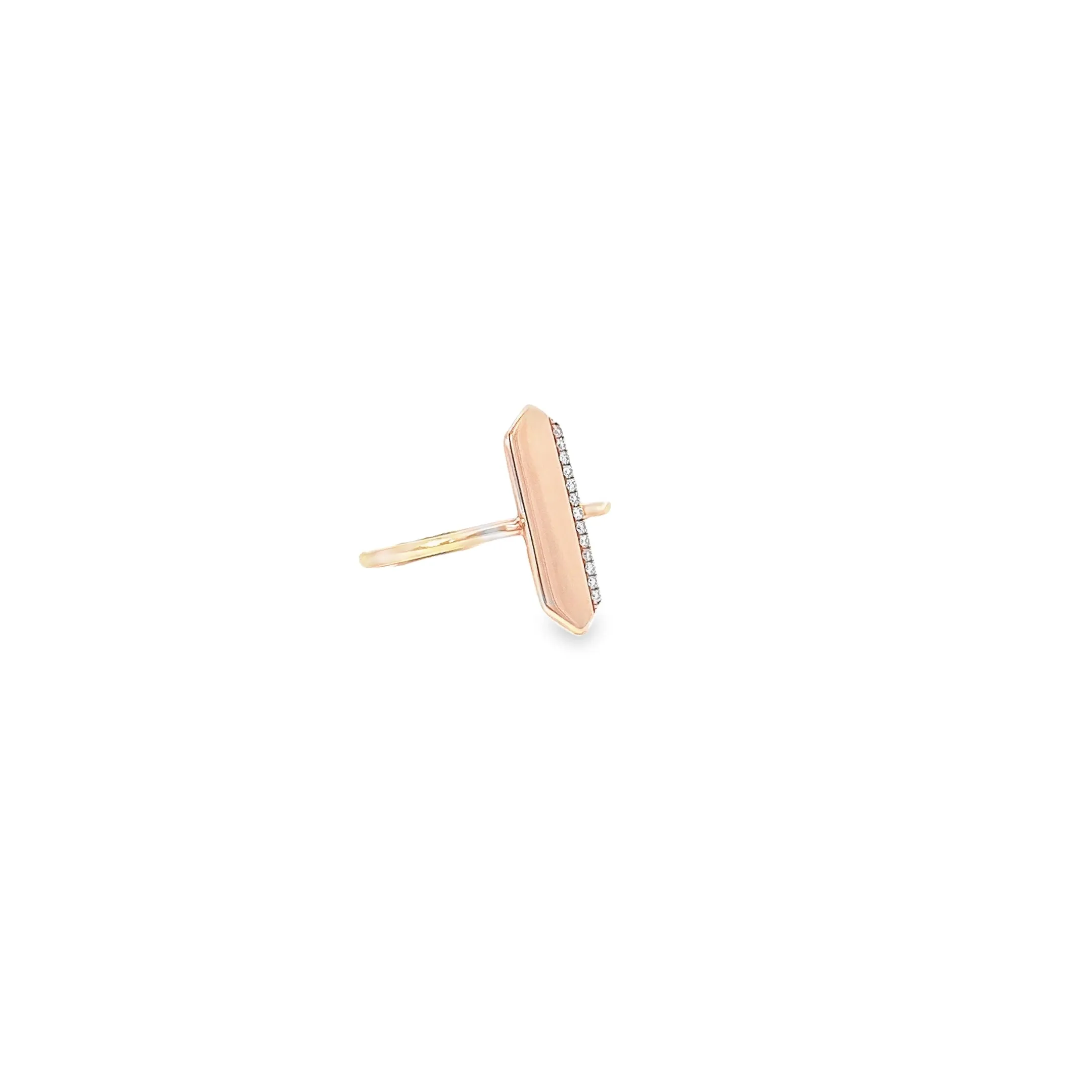 14k Rose Gold .05ct G SI1 Round Diamond Bar Accented Ring