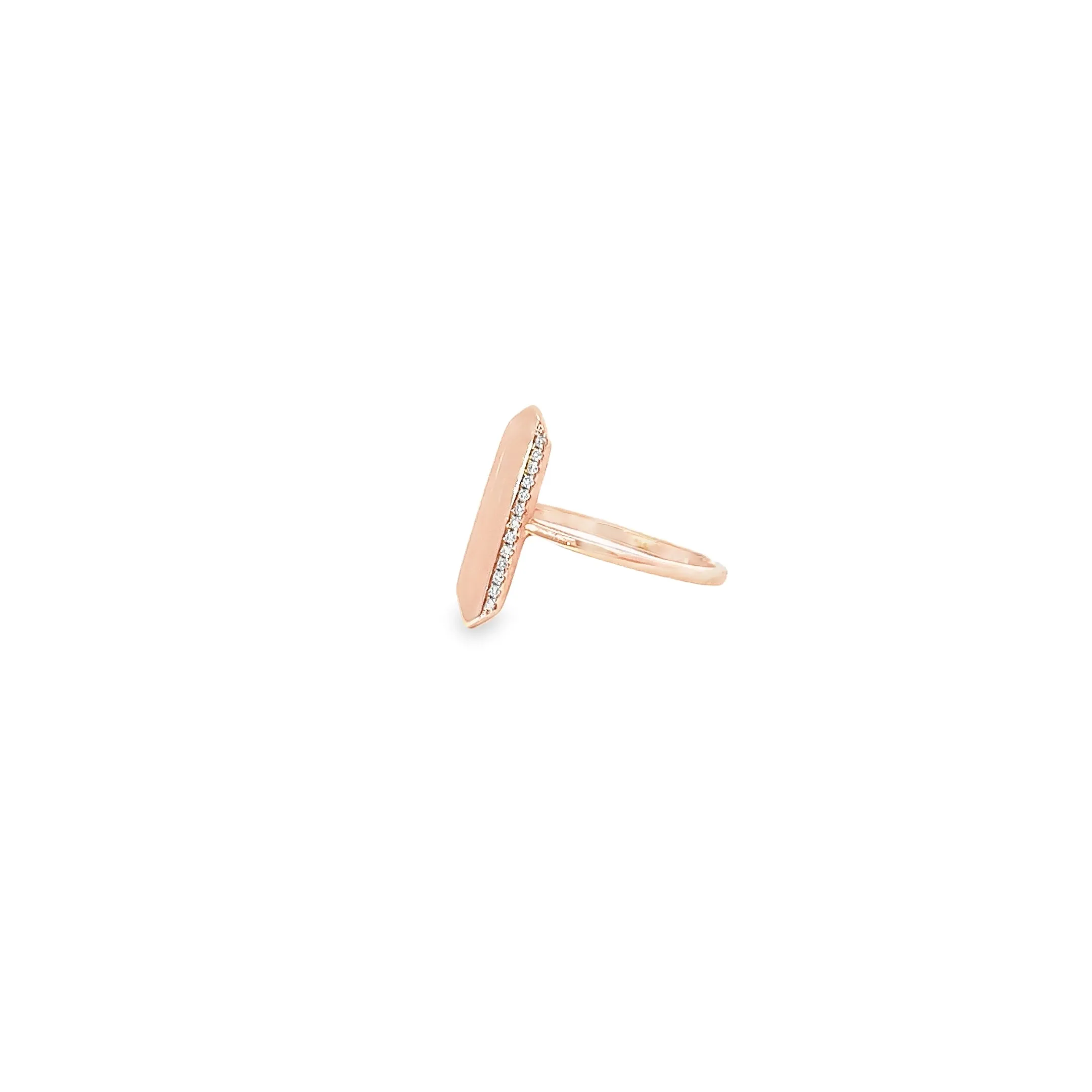 14k Rose Gold .05ct G SI1 Round Diamond Bar Accented Ring