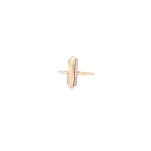 14k Rose Gold .05ct G SI1 Round Diamond Bar Accented Ring
