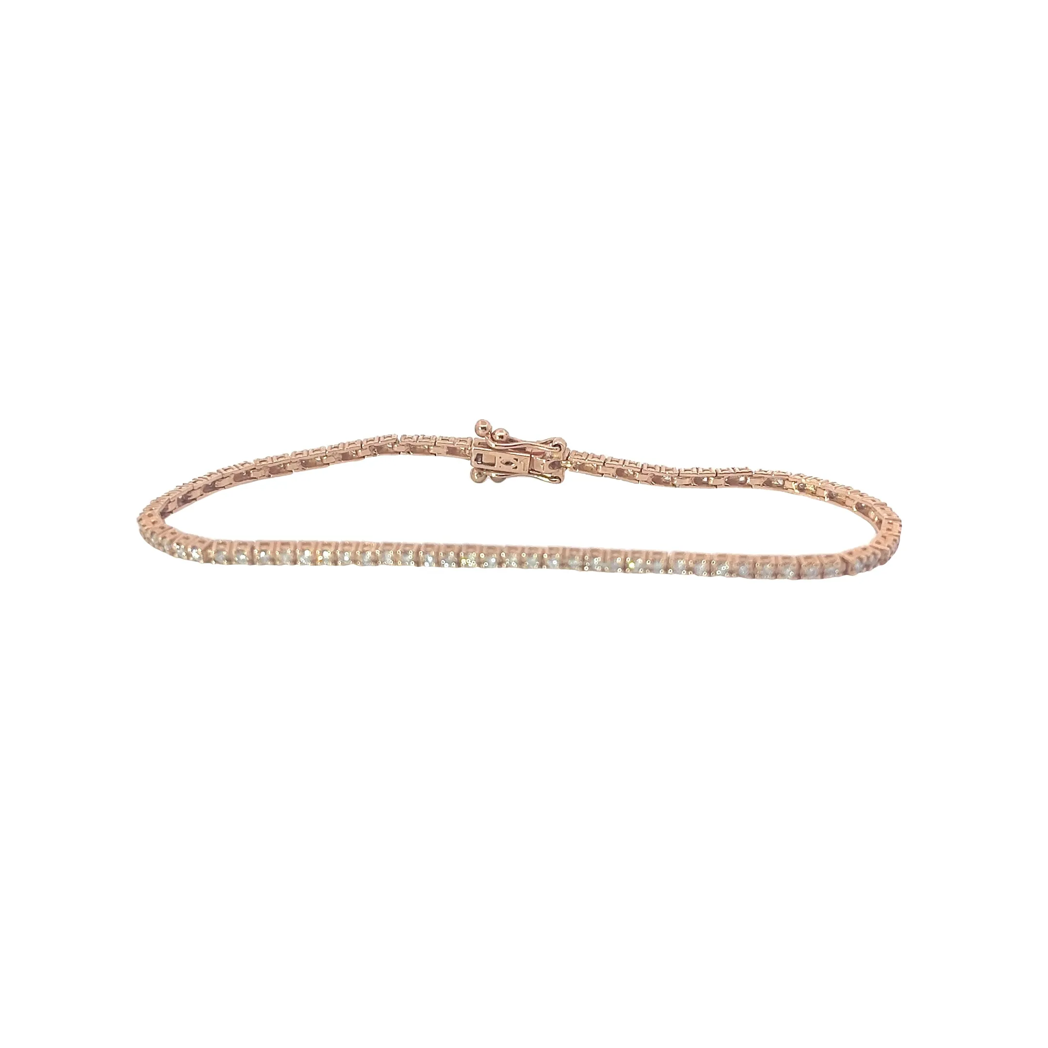 14k Rose Gold 1.01ct G VS2 Round Diamond Tennis Bracelet