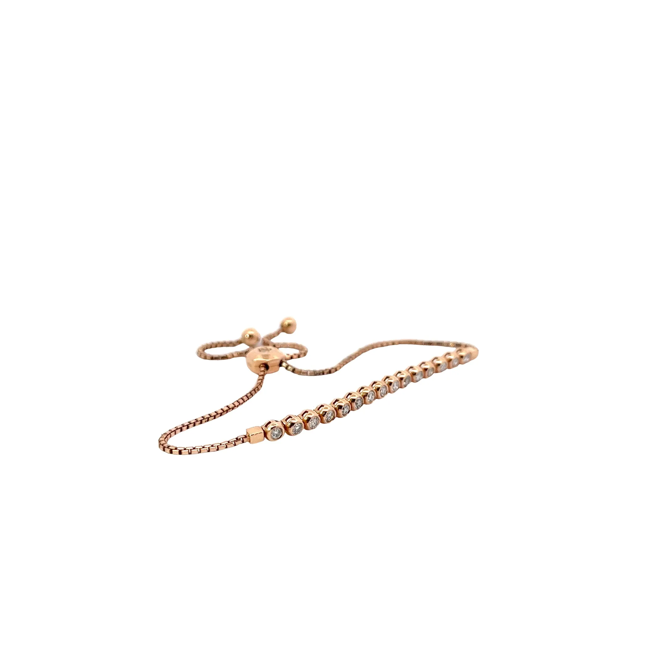14k Rose Gold .60ct H SI1 Round Diamond Bolo Bracelet