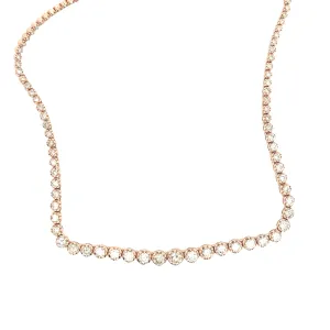 14k Rose Gold 9.15ct SI1  Champagne Round Diamond Graduated Riviera Necklace