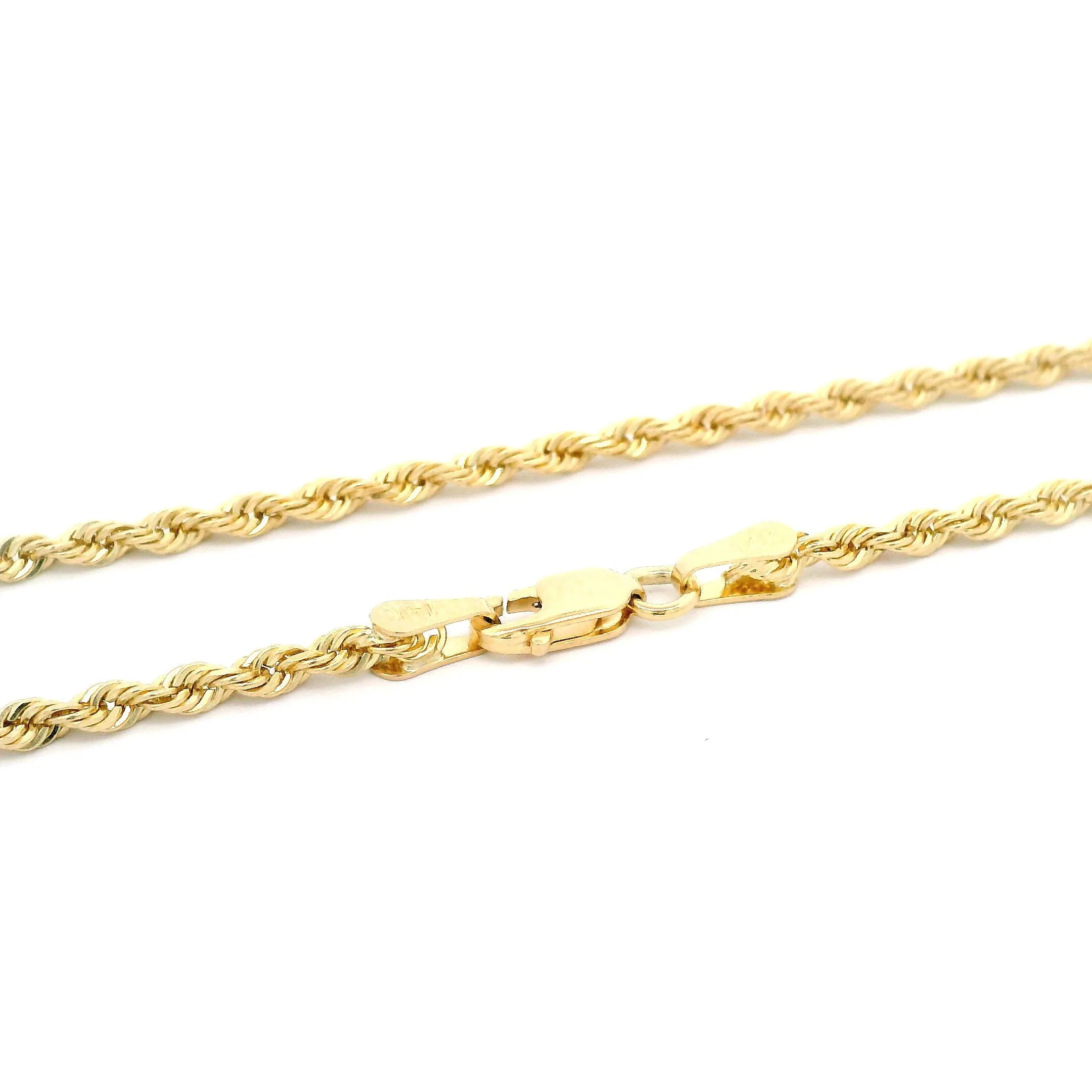 14k Solid Diamond Cut Rope Chain 2mm