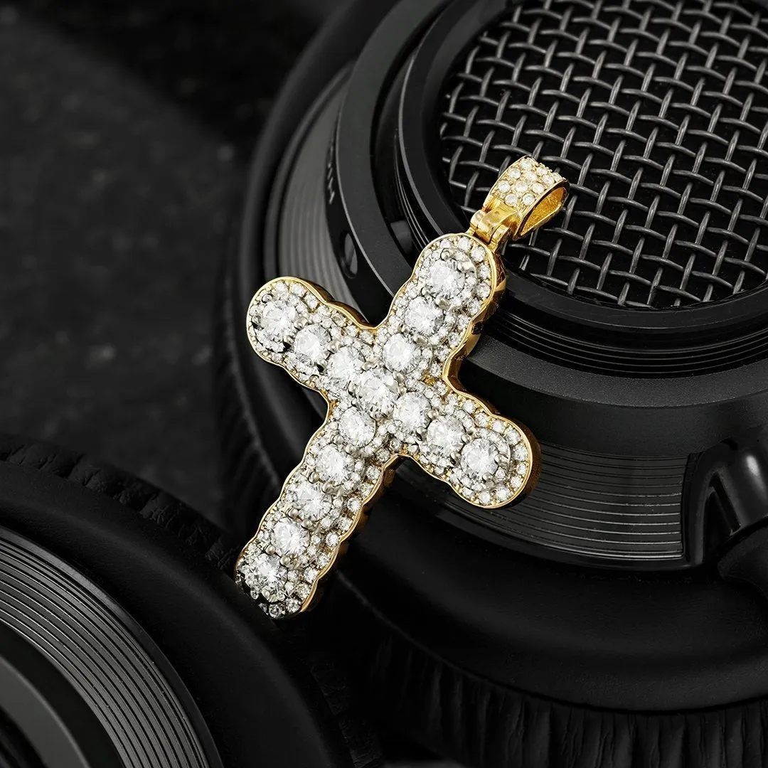 14k Two Tone Gold Diamond Cross Pendant 4.47 Ctw