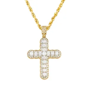 14k Two Tone Gold Diamond Cross Pendant 4.47 Ctw